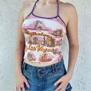 Custo Barcelona Fabulous Las Vegas Graphic Halter Top